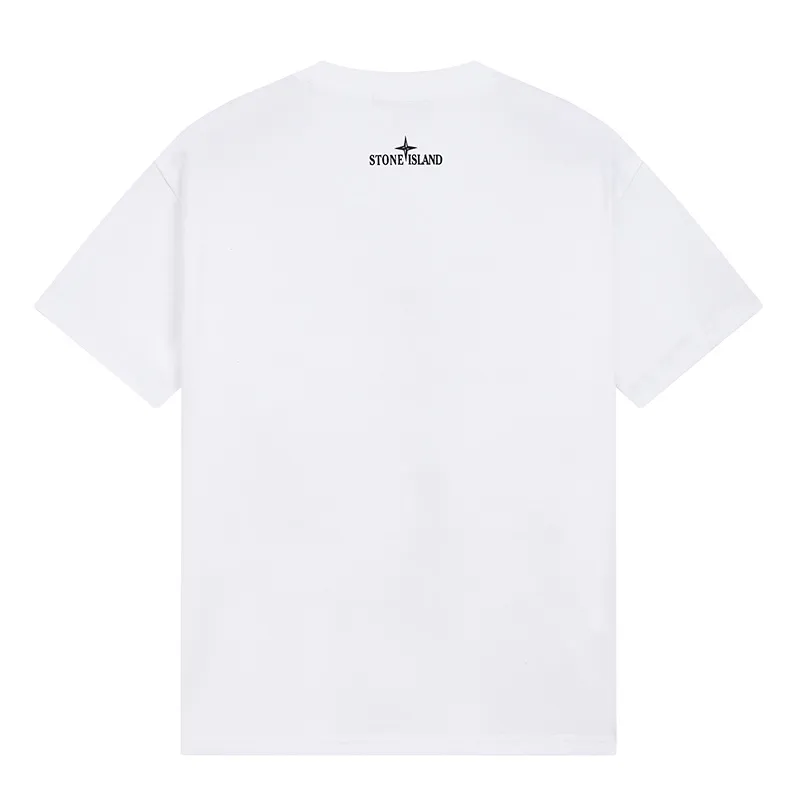 W666#P110💰 [Stone lsland/Stone Island Chest Destruction Big Compass Printed Short-Sleeved T-shirt] ⚠️[Original creation with high control of details] - Made of 230g combed cotton 32 count double yarn, soft and comfortable to the touch, sweat-absorbent and breathable. - Simple basic and versatile style, original single quality, the first choice for couples. - Made in a large factory, four needles and five threads on the shoulder, neat alignment, high quality workmanship. - Same style for men and women. Very versatile, one piece for everyone, details are clearly visible. Color: Black White Size: M L